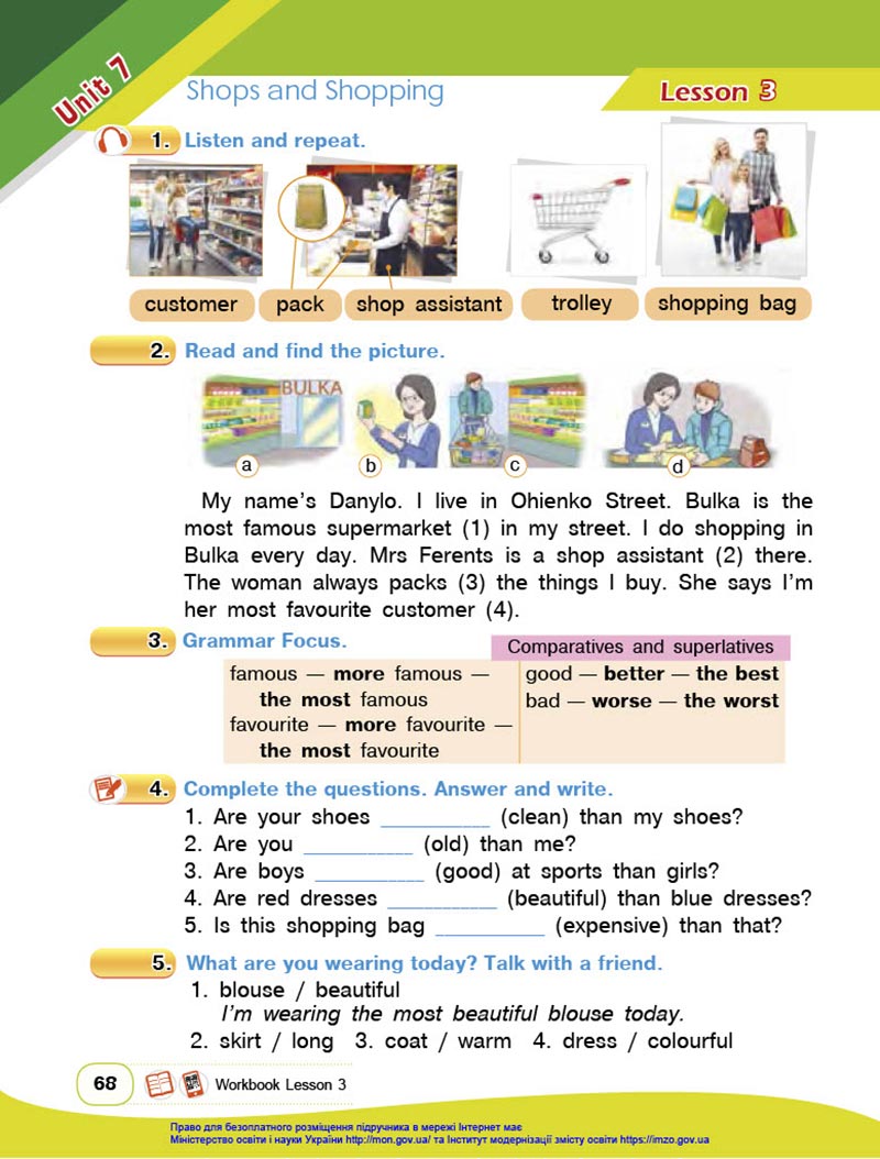 Сторінка 68 - Підручник Англійська мова 4 клас Будна 2021 - скачати онлайн