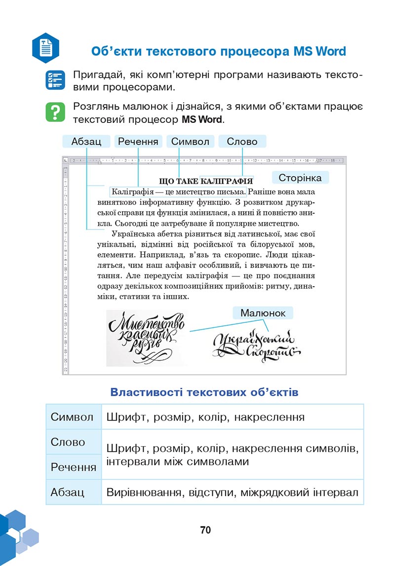 Сторінка 70 - Підручник Інформатика 4 клас Л. В. Лисобей, О. І. Чучук 2021