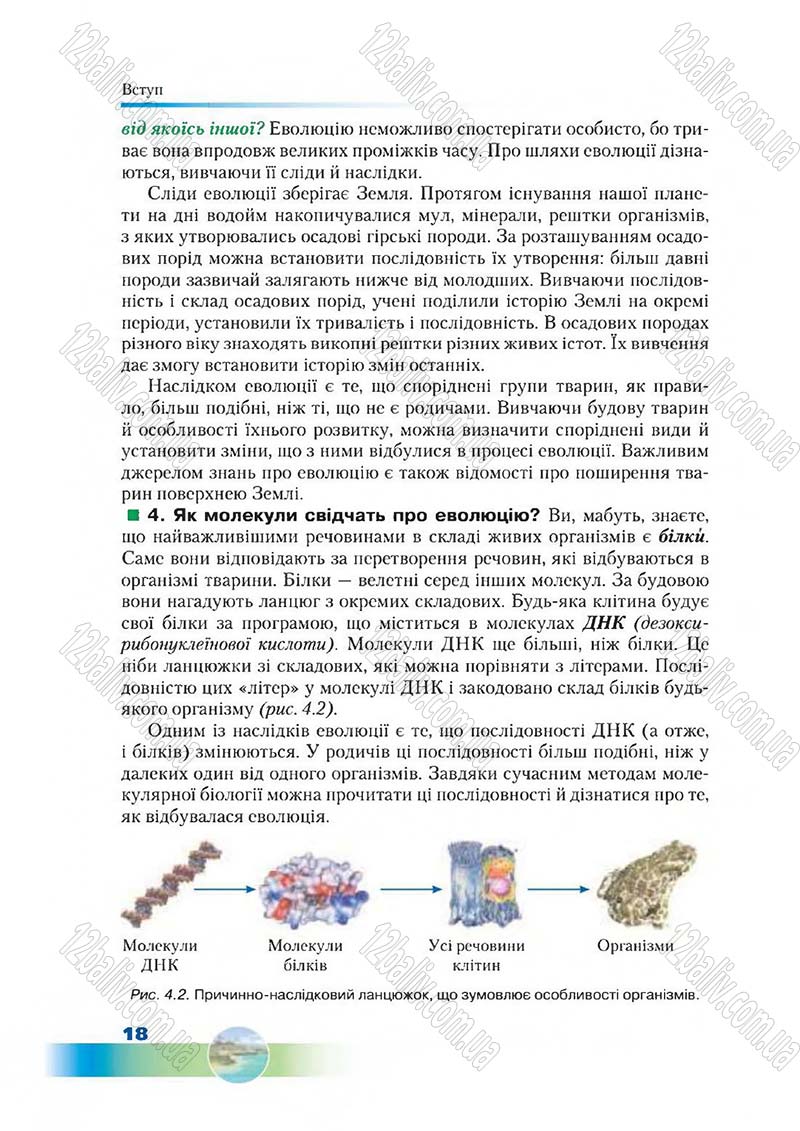 Сторінка 18 - Підручник Біологія 7 клас Д. А. Шабанов,  М. О. Кравченко 2015