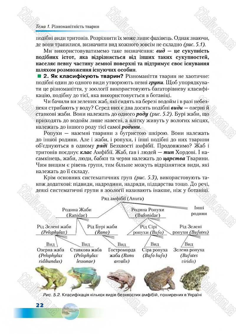 Сторінка 22 - Підручник Біологія 7 клас Д. А. Шабанов,  М. О. Кравченко 2015