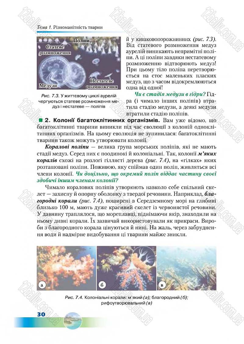 Сторінка 30 - Підручник Біологія 7 клас Д. А. Шабанов,  М. О. Кравченко 2015