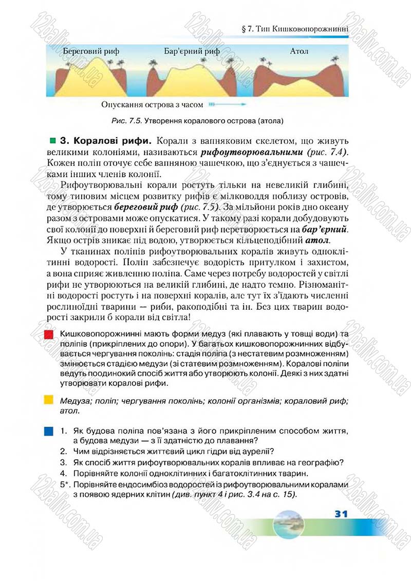 Сторінка 31 - Підручник Біологія 7 клас Д. А. Шабанов,  М. О. Кравченко 2015