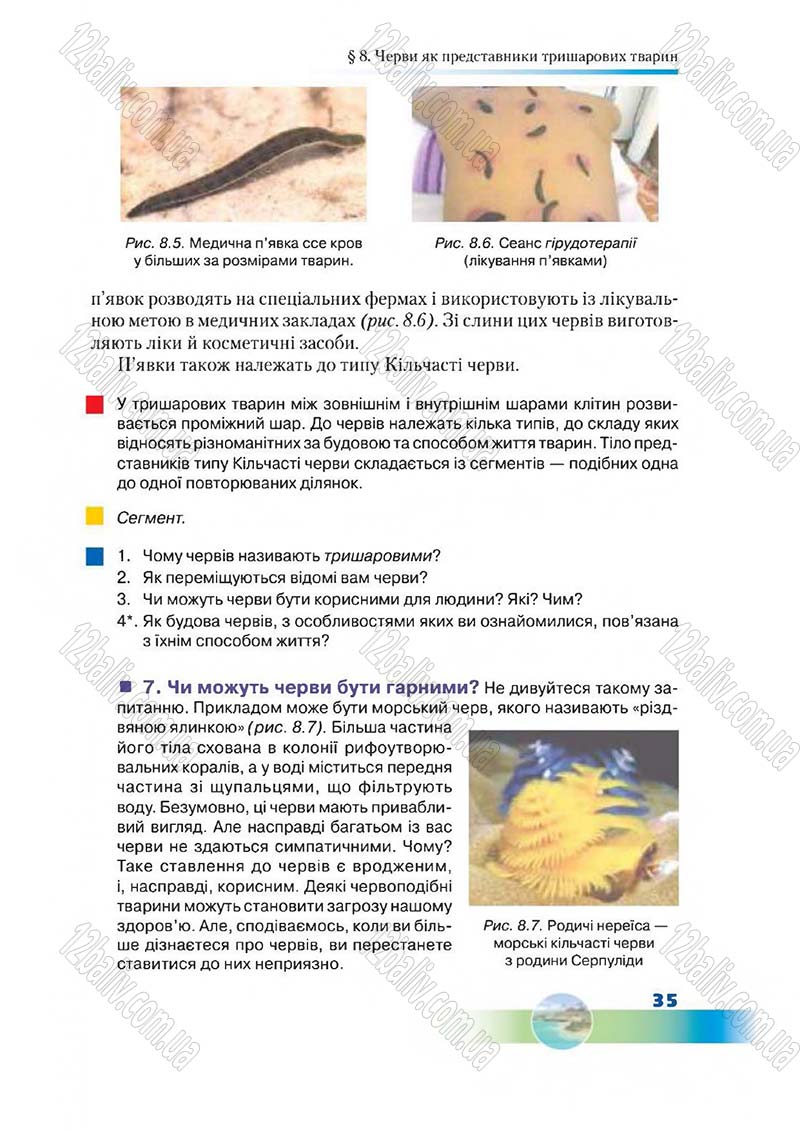 Сторінка 35 - Підручник Біологія 7 клас Д. А. Шабанов,  М. О. Кравченко 2015