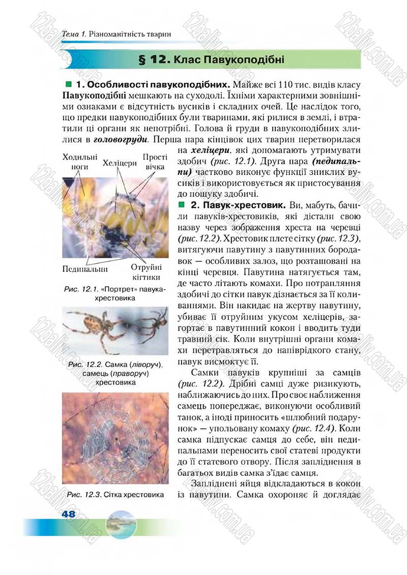 Сторінка 48 - Підручник Біологія 7 клас Д. А. Шабанов,  М. О. Кравченко 2015