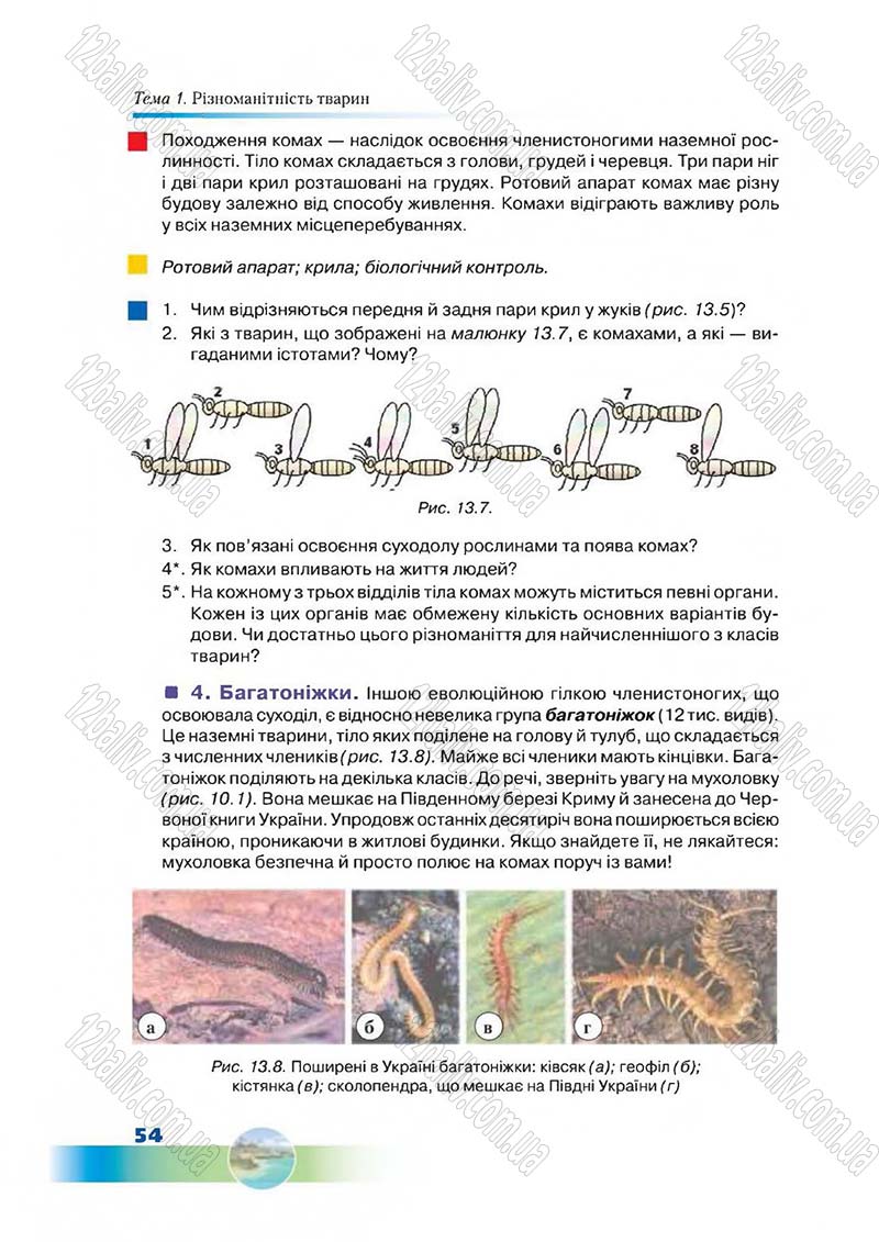 Сторінка 54 - Підручник Біологія 7 клас Д. А. Шабанов,  М. О. Кравченко 2015