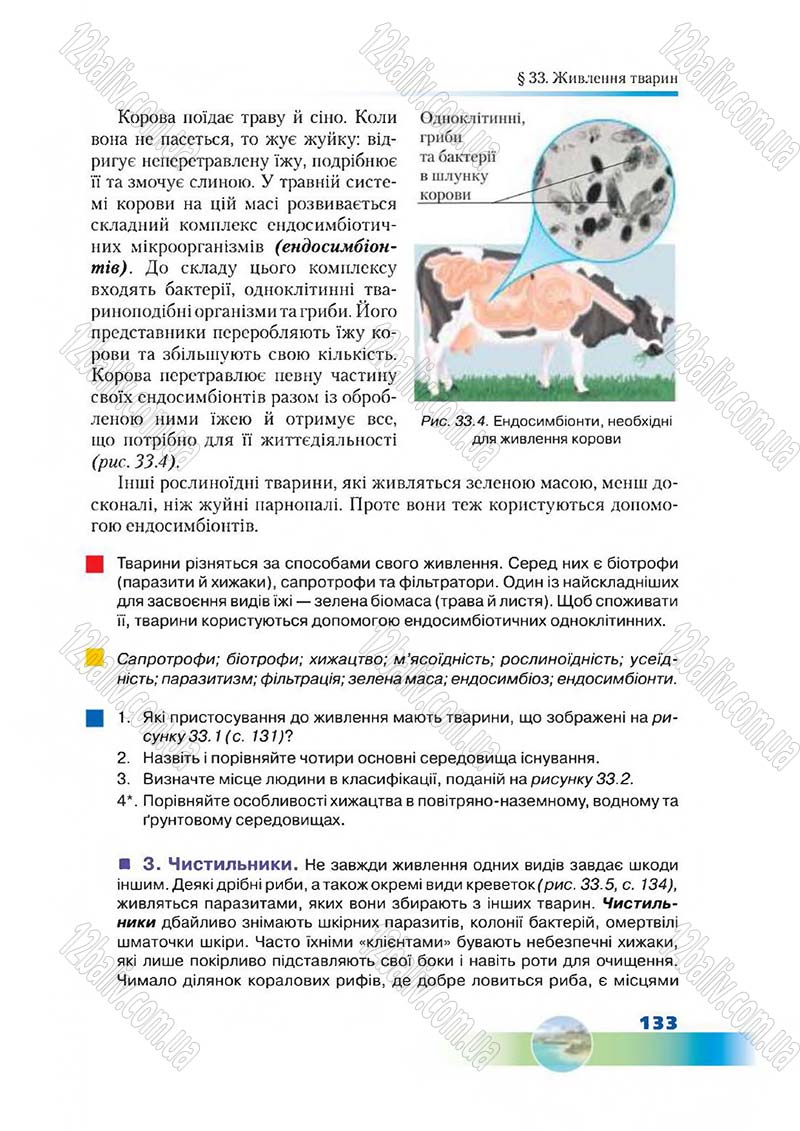 Сторінка 133 - Підручник Біологія 7 клас Д. А. Шабанов,  М. О. Кравченко 2015
