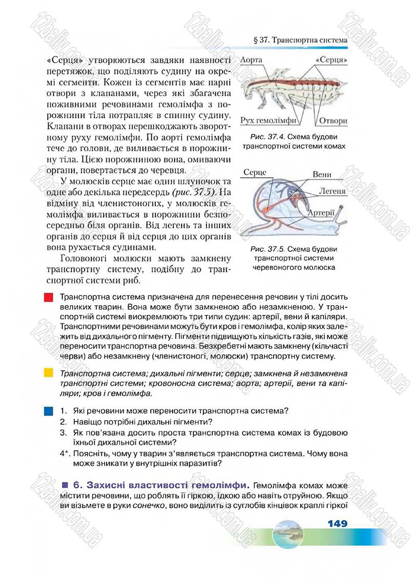 Сторінка 149 - Підручник Біологія 7 клас Д. А. Шабанов,  М. О. Кравченко 2015