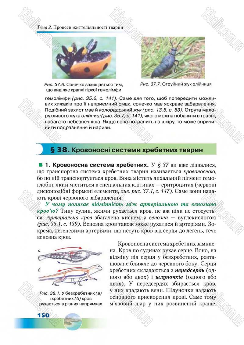 Сторінка 150 - Підручник Біологія 7 клас Д. А. Шабанов,  М. О. Кравченко 2015
