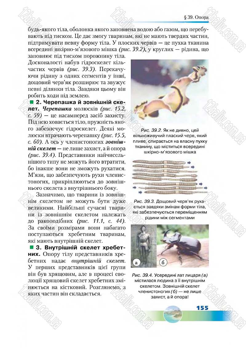 Сторінка 155 - Підручник Біологія 7 клас Д. А. Шабанов,  М. О. Кравченко 2015