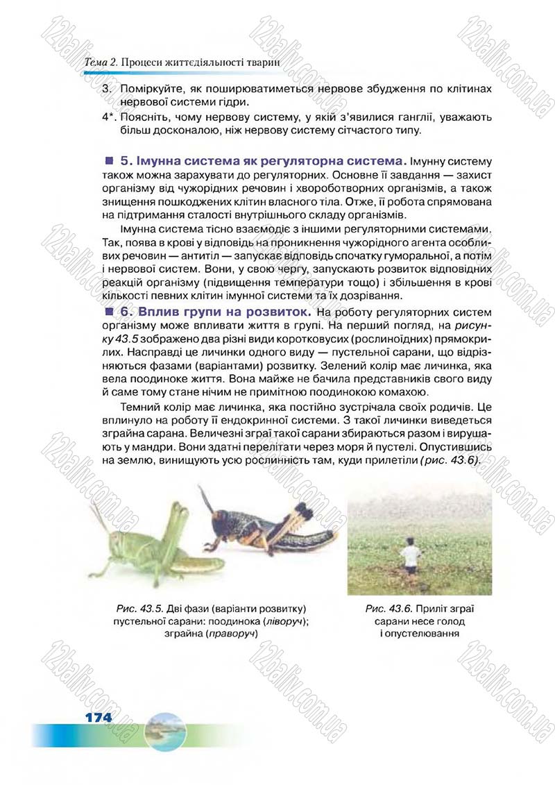 Сторінка 174 - Підручник Біологія 7 клас Д. А. Шабанов,  М. О. Кравченко 2015