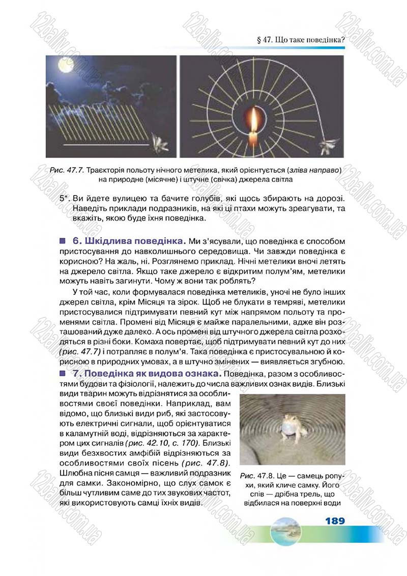 Сторінка 189 - Підручник Біологія 7 клас Д. А. Шабанов,  М. О. Кравченко 2015