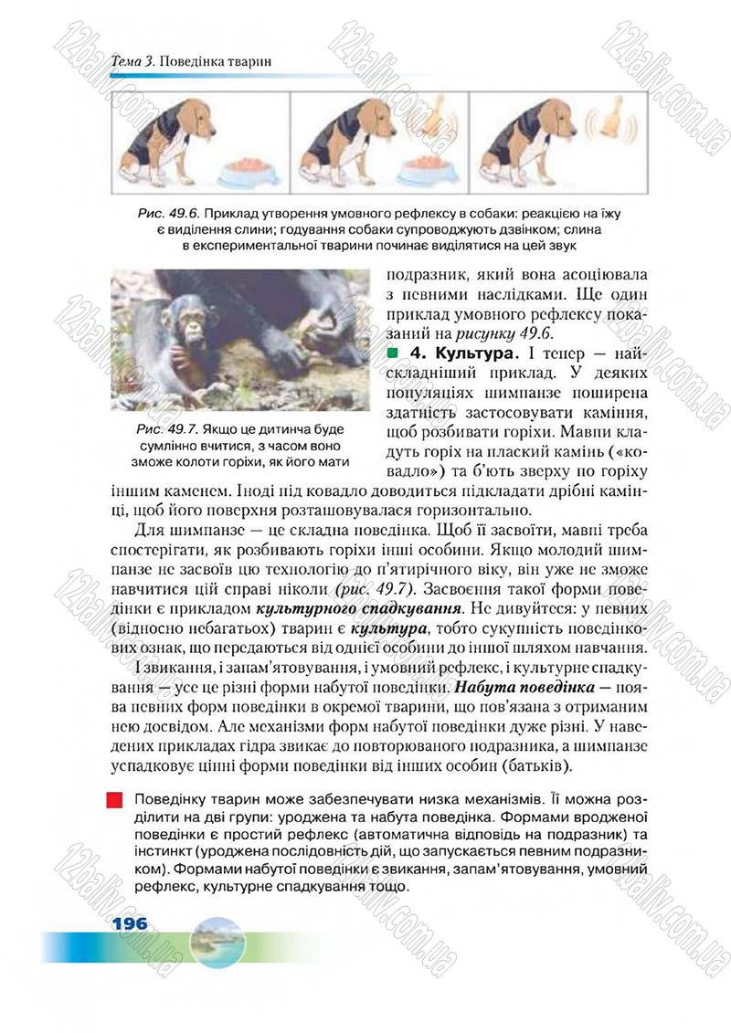 Сторінка 196 - Підручник Біологія 7 клас Д. А. Шабанов,  М. О. Кравченко 2015