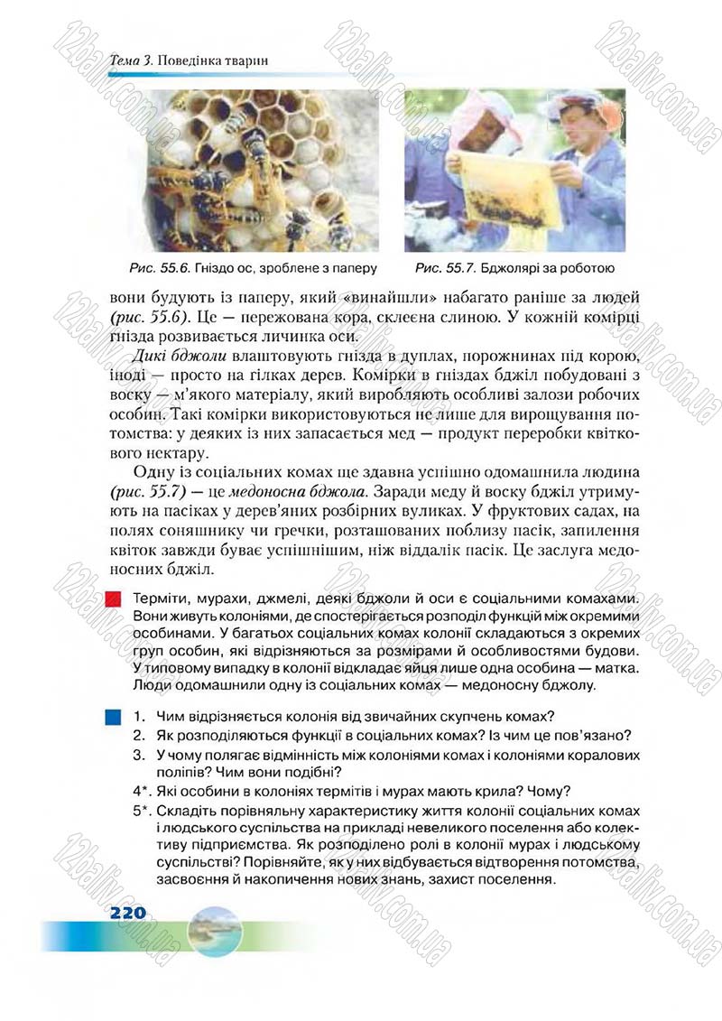 Сторінка 220 - Підручник Біологія 7 клас Д. А. Шабанов,  М. О. Кравченко 2015