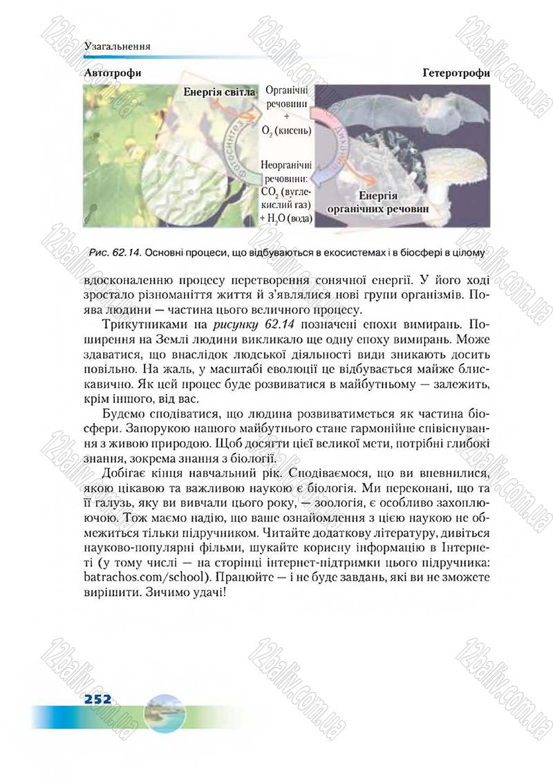 Сторінка 252 - Підручник Біологія 7 клас Д. А. Шабанов,  М. О. Кравченко 2015