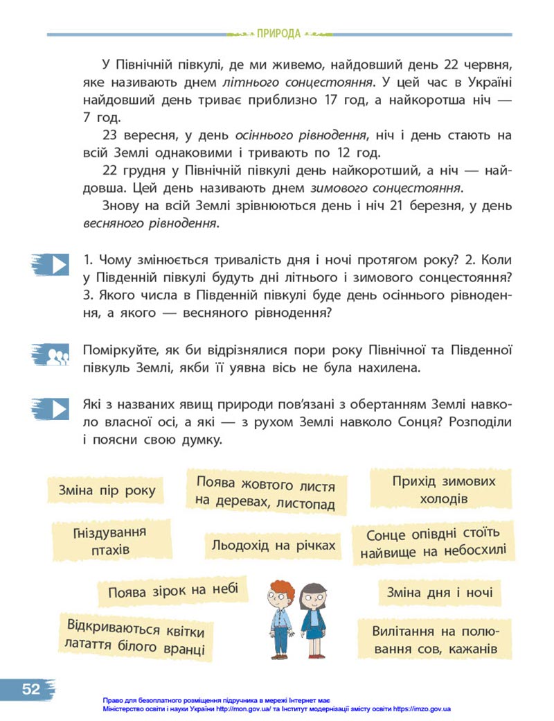 Сторінка 52 - Підручник Я досліджую світ 4 клас Бібік 2021 - Частина 1 - скачати, дивитись онлайн