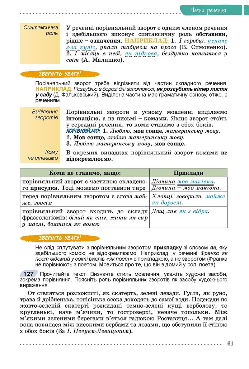 Сторінка 61 - Підручник Українська мова 8 клас Заболотний 2021 - скачати онлайн