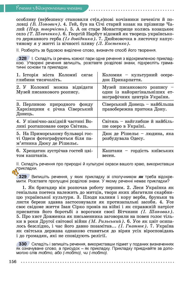 Сторінка 156 - Підручник Українська мова 8 клас Заболотний 2021 - скачати онлайн