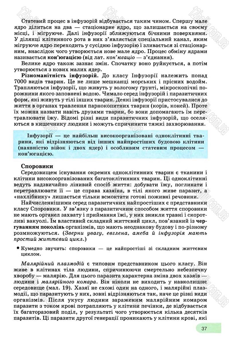 Сторінка 37 - Підручник Біологія 8 клас С.В. Межжерін, Я.О. Межжеріна 2008
