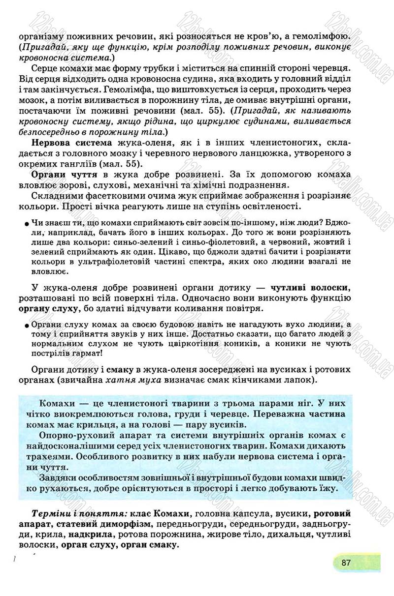 Сторінка 87 - Підручник Біологія 8 клас С.В. Межжерін, Я.О. Межжеріна 2008