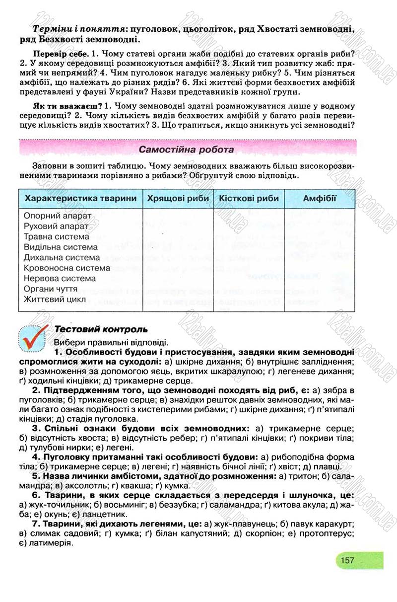 Сторінка 157 - Підручник Біологія 8 клас С.В. Межжерін, Я.О. Межжеріна 2008