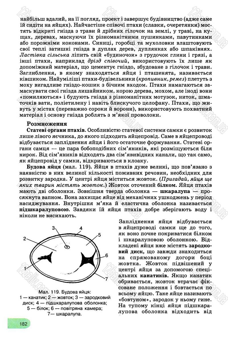 Сторінка 182 - Підручник Біологія 8 клас С.В. Межжерін, Я.О. Межжеріна 2008