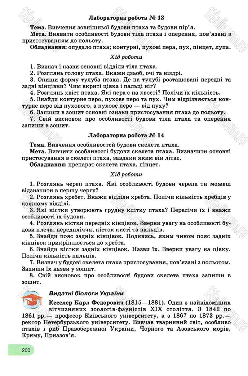Сторінка 200 - Підручник Біологія 8 клас С.В. Межжерін, Я.О. Межжеріна 2008