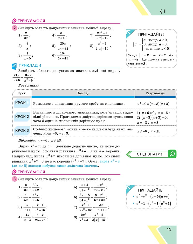 Сторінка 13 - Підручник Алгебра 8 клас Н.С. Прокопенко, Ю.О. Захарійченко, Н.Л. Кінащук 2021 - скачати онлайн