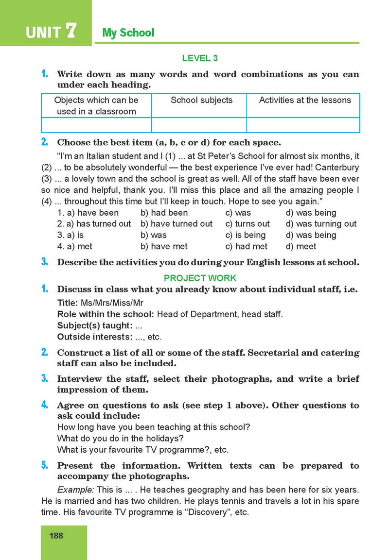 Сторінка 188 - Підручник Англійська мова 8 клас Кучма 2021 - 4-й рік навчання