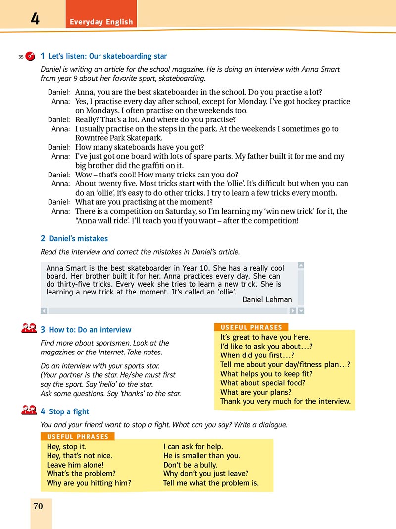 Сторінка 70 - Підручник Англійська мова 8 клас Т.Г. Пахомова, Т.І. Бондар 2021 - скачати онлайн