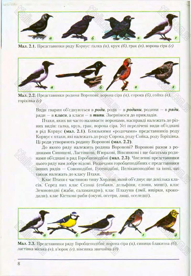Сторінка 8 - Підручник Біологія 8 клас Т.І. Базанова, Ю.В. Павіченко, О.Г. Шатровський 2008