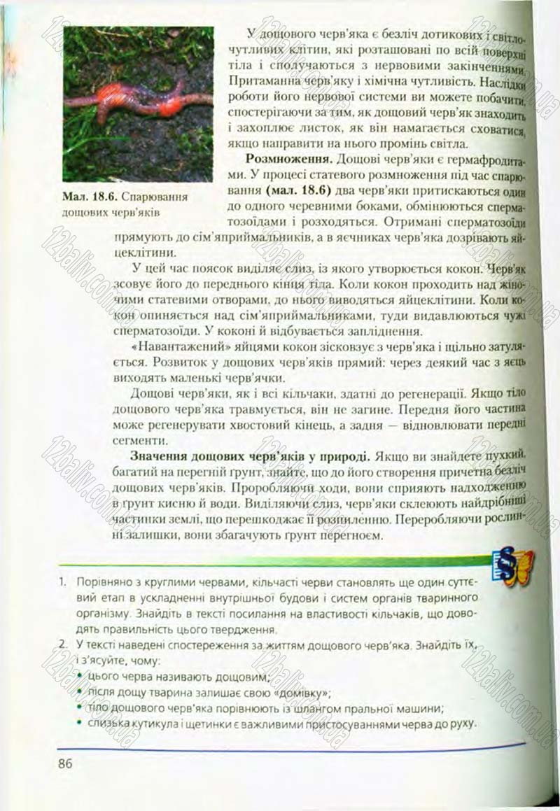 Сторінка 86 - Підручник Біологія 8 клас Т.І. Базанова, Ю.В. Павіченко, О.Г. Шатровський 2008