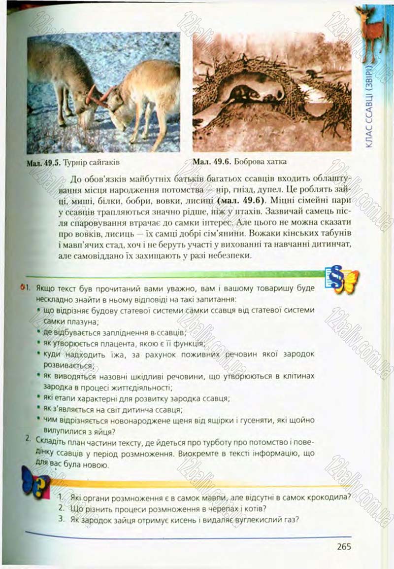 Сторінка 265 - Підручник Біологія 8 клас Т.І. Базанова, Ю.В. Павіченко, О.Г. Шатровський 2008