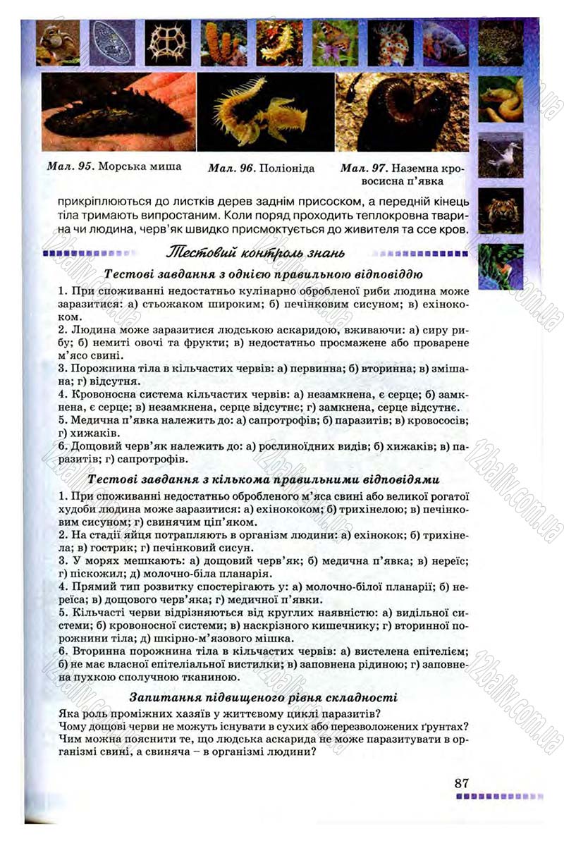 Сторінка 87 - Підручник Біологія 8 клас В.В. Серебряков, П.Г. Балан 2008