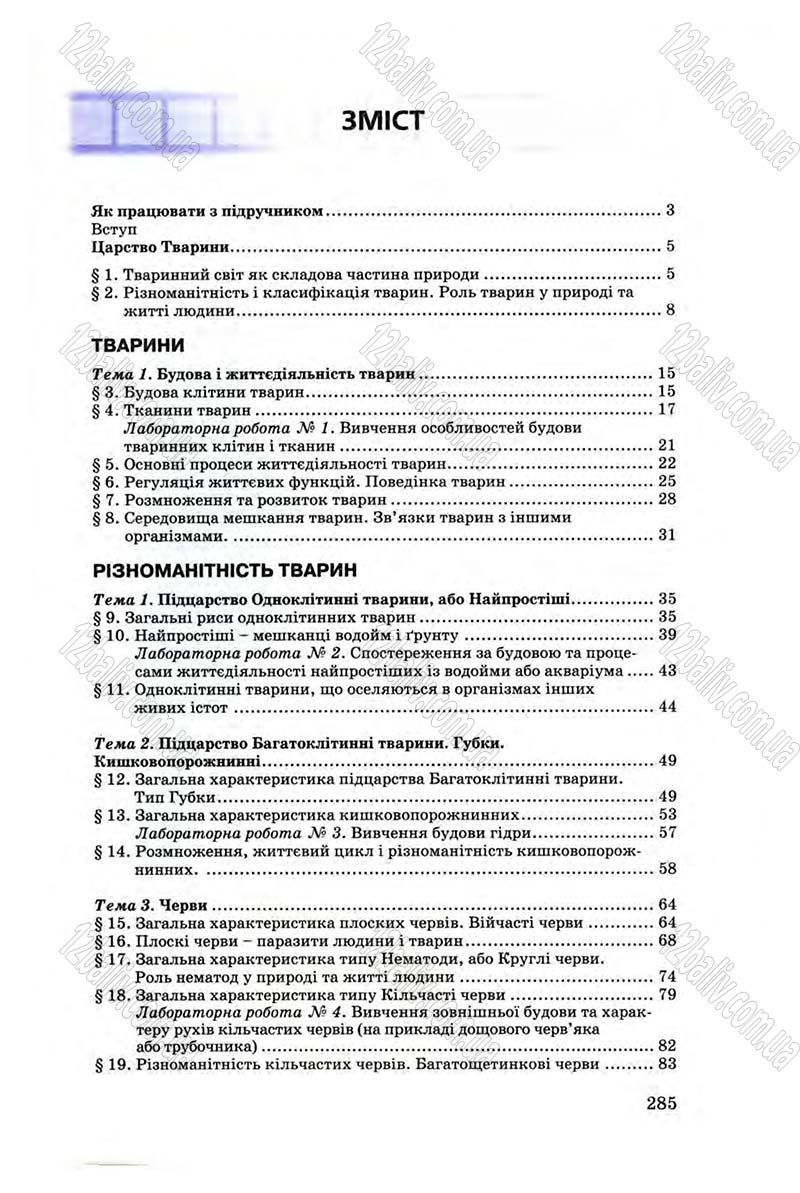 Сторінка 285 - Підручник Біологія 8 клас В.В. Серебряков, П.Г. Балан 2008
