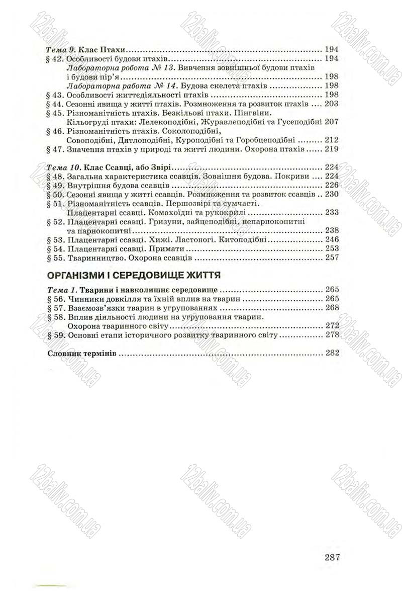 Сторінка 287 - Підручник Біологія 8 клас В.В. Серебряков, П.Г. Балан 2008