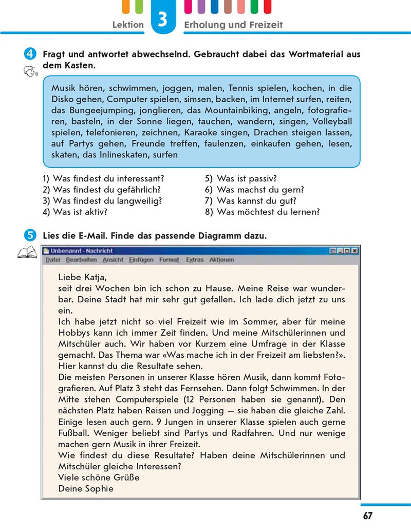 Сторінка 67 - Підручник Німецька мова 8 клас Сотникова 2021 - 4-й рік навчання - скачати онлайн