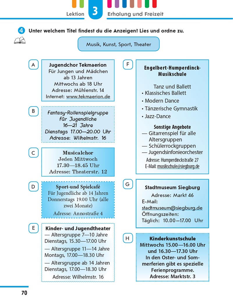 Сторінка 70 - Підручник Німецька мова 8 клас Сотникова 2021 - 4-й рік навчання - скачати онлайн