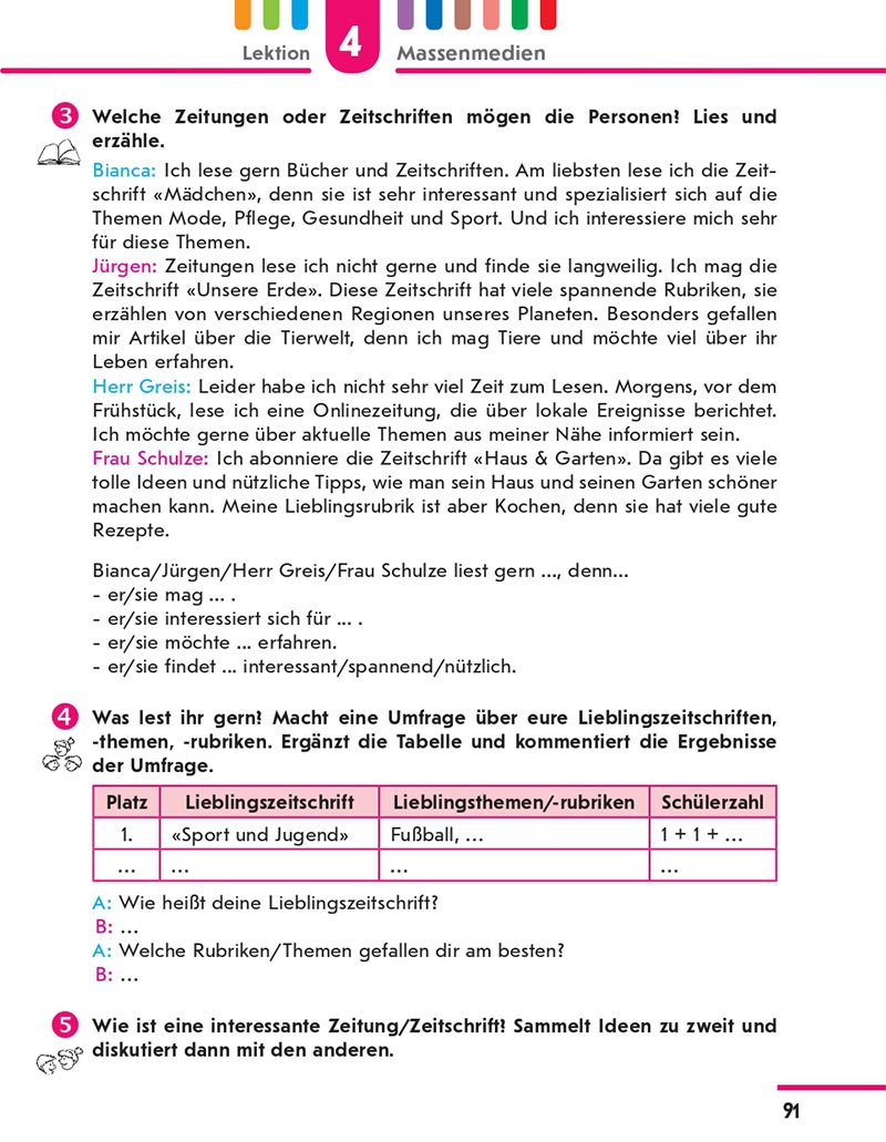 Сторінка 91 - Підручник Німецька мова 8 клас Сотникова 2021 - 4-й рік навчання - скачати онлайн