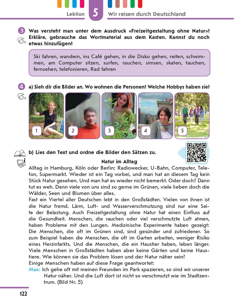 Сторінка 122 - Підручник Німецька мова 8 клас Сотникова 2021 - 4-й рік навчання - скачати онлайн