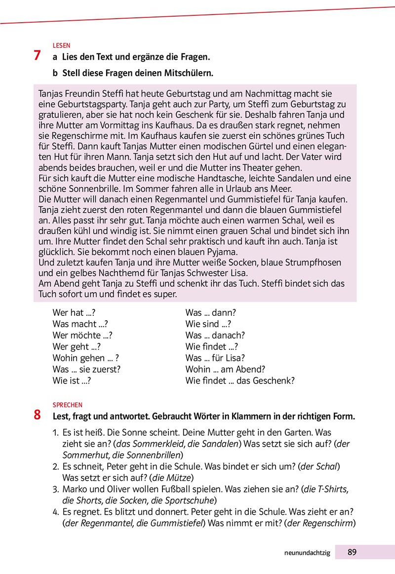 Сторінка 89 - Підручник Німецька мова 8 клас Н.П. Басай 2021 - 4-й рік навчання - скачати онлайн