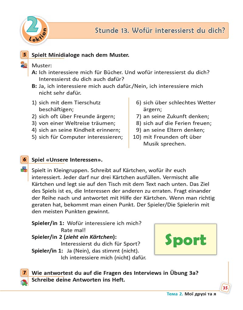 Сторінка 35 - Підручник  Німецька мова 8 клас Сотникова 2021 - 8-й рік навчання - скачати онлайн