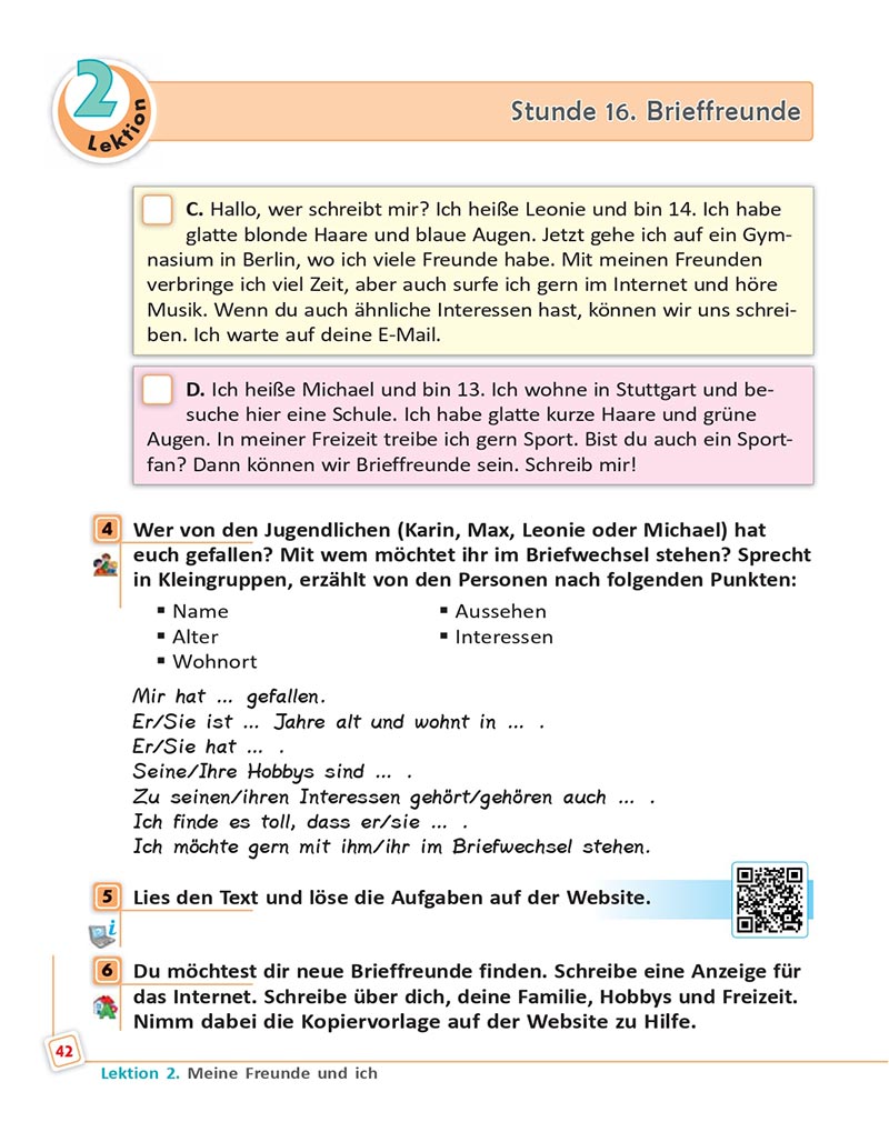 Сторінка 42 - Підручник  Німецька мова 8 клас Сотникова 2021 - 8-й рік навчання - скачати онлайн