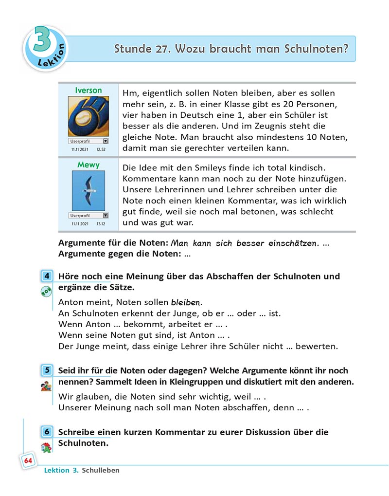 Сторінка 64 - Підручник  Німецька мова 8 клас Сотникова 2021 - 8-й рік навчання - скачати онлайн