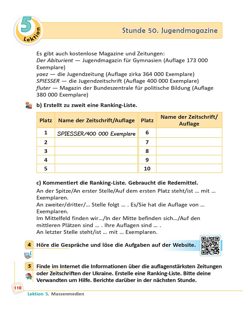 Сторінка 110 - Підручник  Німецька мова 8 клас Сотникова 2021 - 8-й рік навчання - скачати онлайн