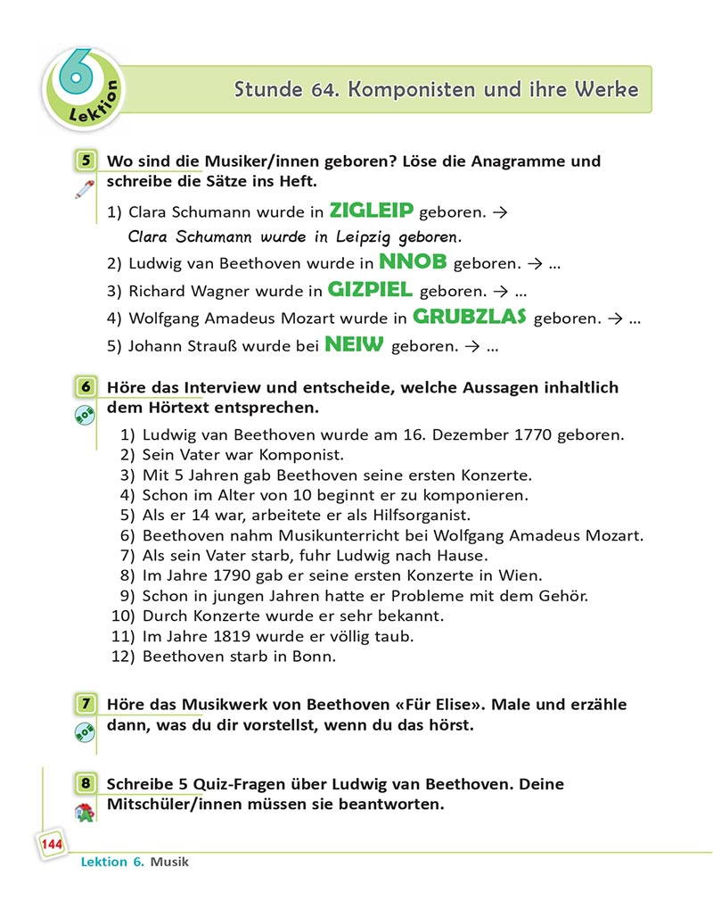 Сторінка 144 - Підручник  Німецька мова 8 клас Сотникова 2021 - 8-й рік навчання - скачати онлайн