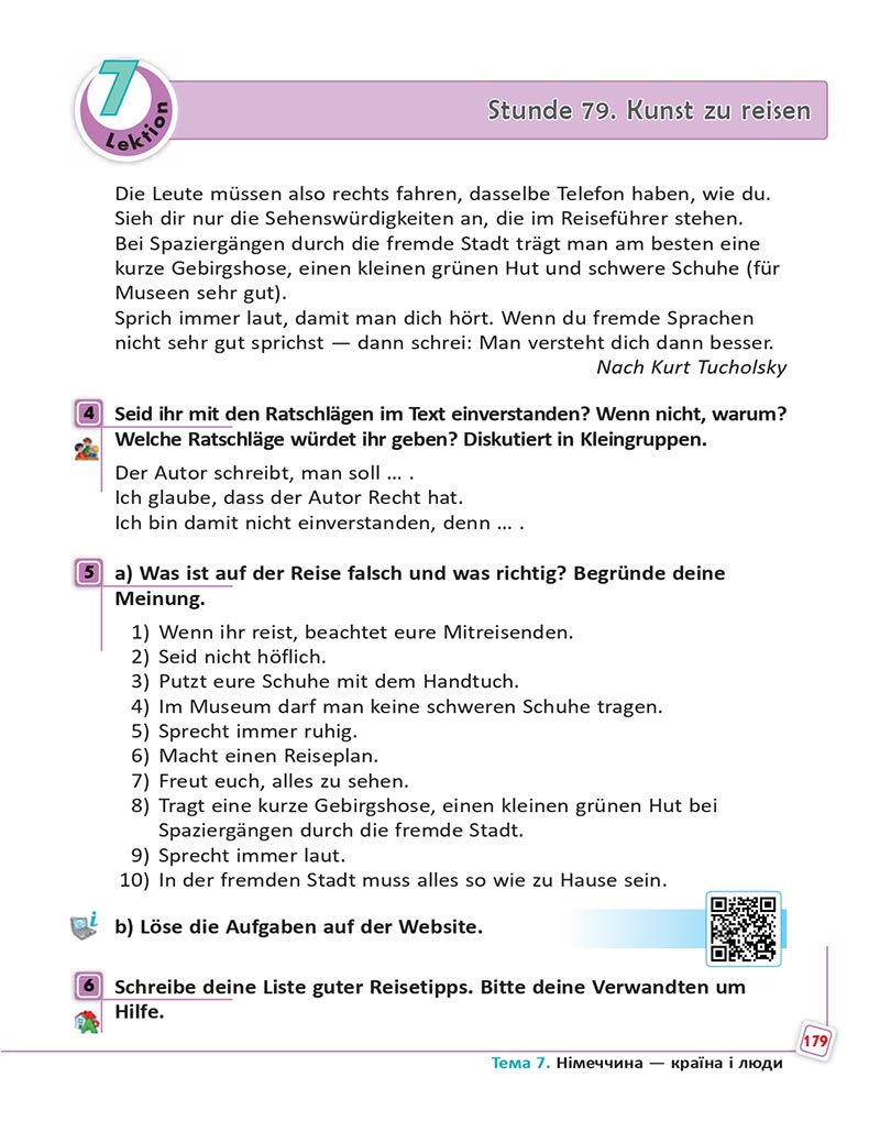 Сторінка 179 - Підручник  Німецька мова 8 клас Сотникова 2021 - 8-й рік навчання - скачати онлайн