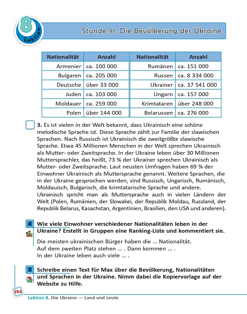 Сторінка 204 - Підручник  Німецька мова 8 клас Сотникова 2021 - 8-й рік навчання - скачати онлайн