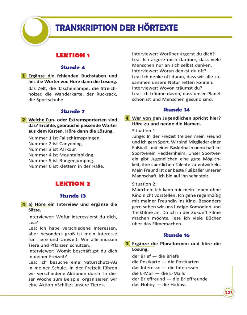 Сторінка 227 - Підручник  Німецька мова 8 клас Сотникова 2021 - 8-й рік навчання - скачати онлайн