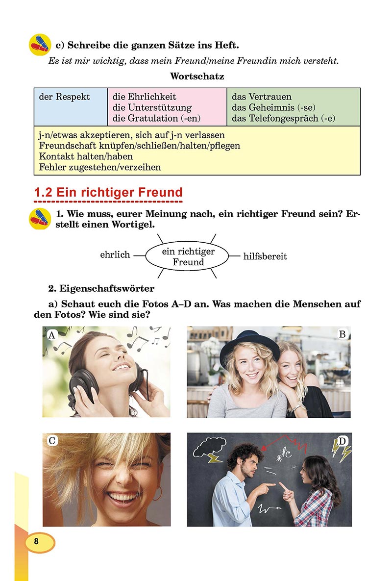 Сторінка 8 - Підручник Німецька мова 8 клас Л.В. Горбач 2021 - З поглибленим вивченням - скачати онлайн