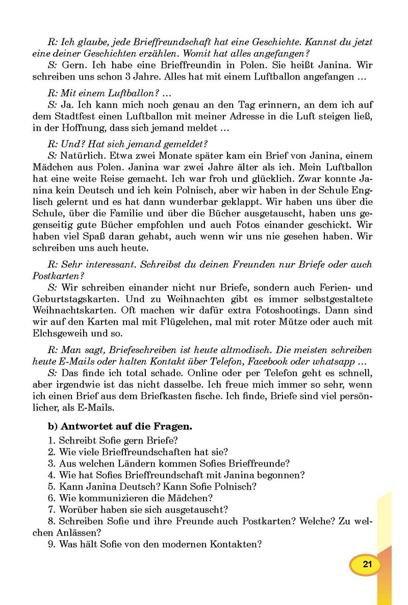Сторінка 21 - Підручник Німецька мова 8 клас Л.В. Горбач 2021 - З поглибленим вивченням - скачати онлайн